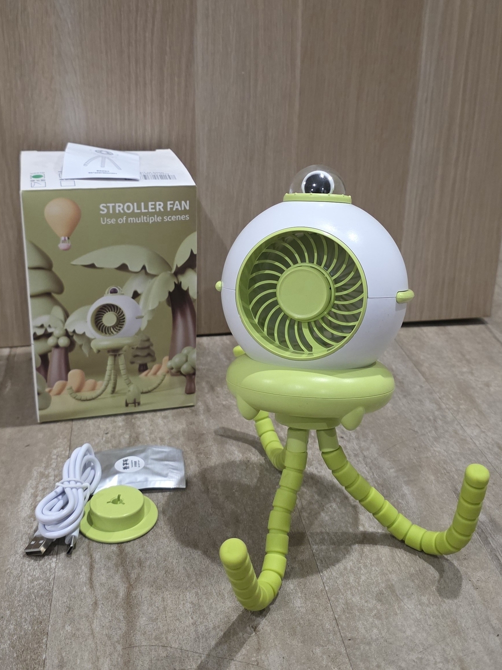 New portable handheld fan, USB rechargeable, 3 speed settings, 360-degree